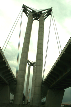 Pont Gustave Flaubert vertical lift bridge in Rouen